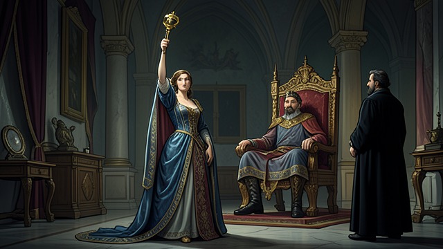 The Appeal Succeeds from "Book of Esther". Esther Uses Her Access A Favorable Reception Ahasuerus extends the golden sceptre when Esther appears unbidden.