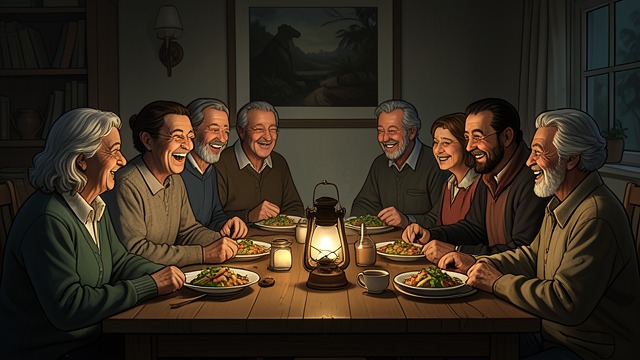 Love Stories Around the Table from "The Night Cleaner". Love Stories Around the Table Relationships spoken aloud The group celebrates Phillip and Mina’s growing bond, teasing them and welcoming their honesty.