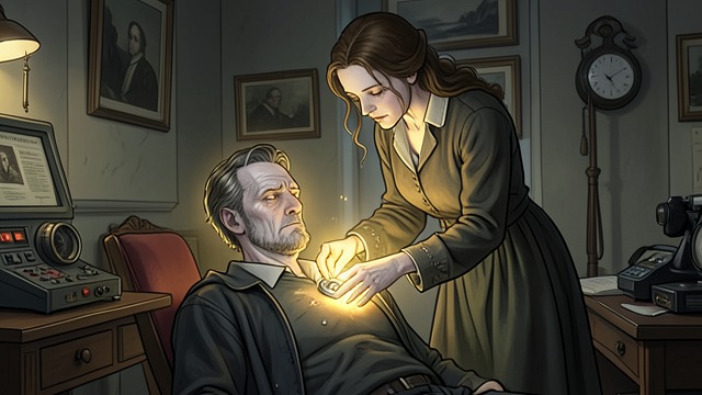 Esme’s Final Healing from "The Night Cleaner". Esme’s Final Healing A deliberate sacrifice Esme removes the metal from Dorian’s chest and pours her remaining life into healing him.