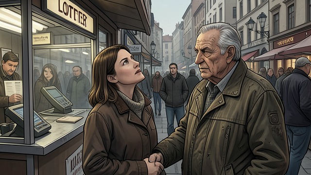 The Kiosk Recognition from "Senza sangue". The Kiosk Recognition An unexpected meeting Nina approaches the lottery kiosk at Galleria Florencia and asks to buy a ticket.