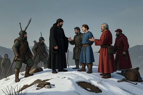 Kong Ming’s First Northern Expedition from "The Romance of the Three Kingdoms". Kong Ming begins a northern campaign, while Sima Yi is temporarily removed from command after false rumors accuse him of rebellion.