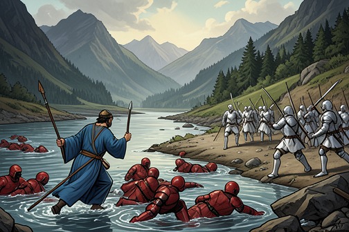 Jiang Wei’s Victory at the Tao River from "The Romance of the Three Kingdoms". Jiang Wei again invades Wei, hoping to exploit the confusion after Sima Shi’s death. He defeats Wang Jing’s forces at the River Tao and advances toward Didao.