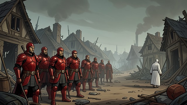 The Submission of the South from "The Romance of the Three Kingdoms". A Political Settlement A Final Defeat Kong Ming uses fire to destroy Wutugu’s rattan-armored army, a victory that horrifies him because of the scale of death.