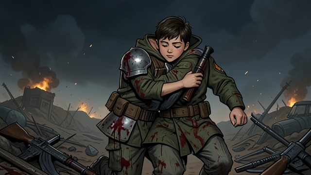 A Child Carried Through War from "The Romance of the Three Kingdoms". The Heir’s Survival Zhao Zilong’s Rescue Liu Shan is carried by Zhao Zilong through the battle after Lady Mi sacrifices herself to protect him.