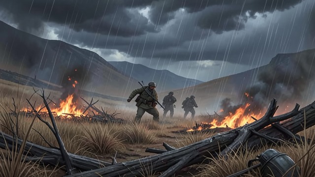 Fire in Shangfang Valley from "The Romance of the Three Kingdoms". A Near-Destruction The Valley Burns Kong Ming traps Sima Yi and his sons in a valley filled with combustible materials and sets it ablaze.