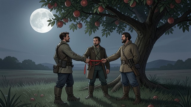 The Peach Orchard Vow from "The Romance of the Three Kingdoms". Kinship Chosen by Oath A Chance Meeting Xuande, Guan Yu, and Zhang Fei meet while seeking a way to respond to rebellion and public suffering.