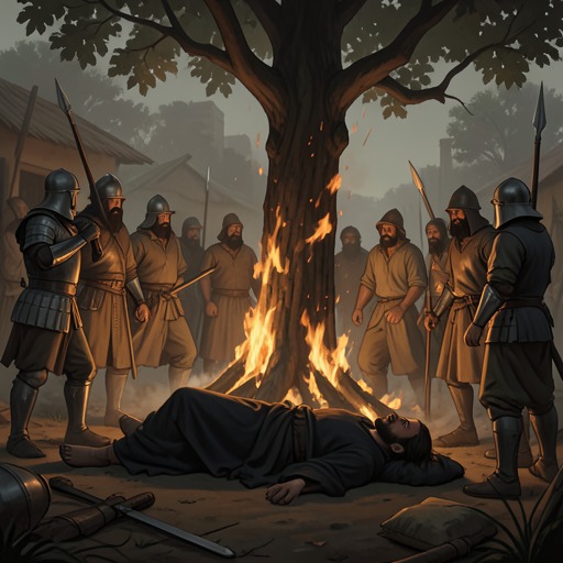 The Death of Pang Tong from "The Romance of the Three Kingdoms". This flow traces Pang Tong’s arrival in Xuande’s service, his strategic role in the conquest of Shu, and his death in Fallen Phoenix Valley.