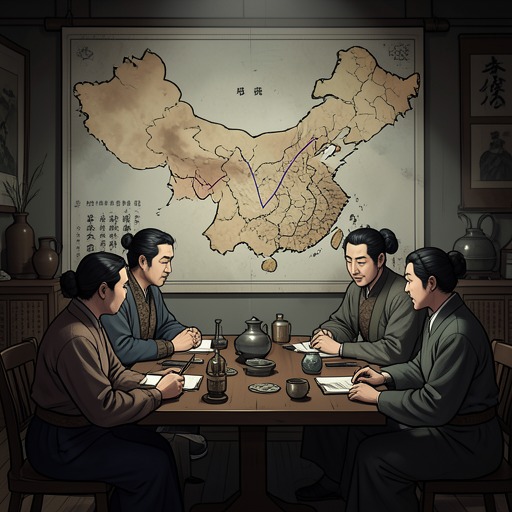 The Cycle of Division and Reunification from "The Romance of the Three Kingdoms". This flow traces the novel’s historical pattern of empire, fragmentation, and reunification, placing each victory within a larger cycle.