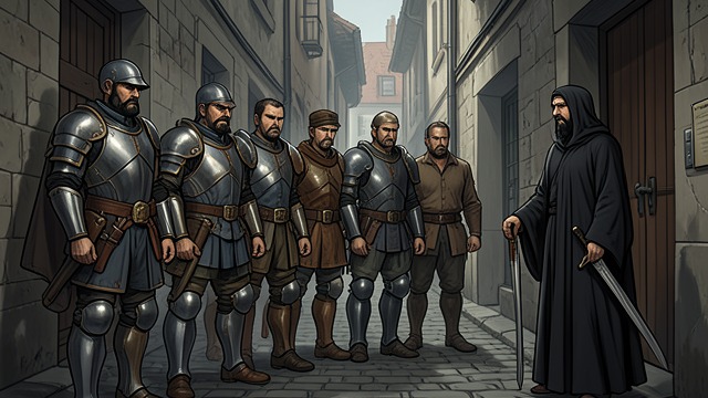 The Loyal Army's Retreat from "Demi-Gods and Semi-Devils". A Throne in Retreat The army breaks formation Captive families draw many soldiers from YeLu HongJi's side, leaving his force outnumbered.