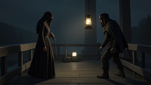 The Bridge Impersonation from "Demi-Gods and Semi-Devils". A Mask Becomes a Person The final disguise A'Zhu takes Duan Zhengchun's place at the bridge so Xiao Feng will strike her rather than her father.