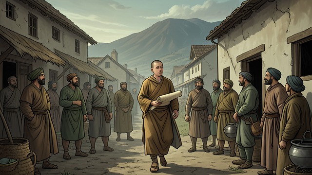 A Monk on an Errand from "Demi-Gods and Semi-Devils". An Unassuming Messenger A task assigned Xu Zhu leaves Shaolin to deliver invitations on behalf of the temple.