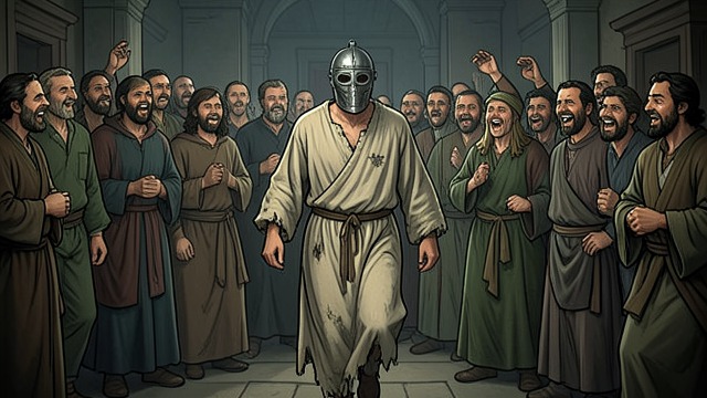 The Iron Mask from "Demi-Gods and Semi-Devils". A Face Sealed Away A captive's transformation A'Zi arranges for You TanZhi's face to be sealed inside a custom iron mask.