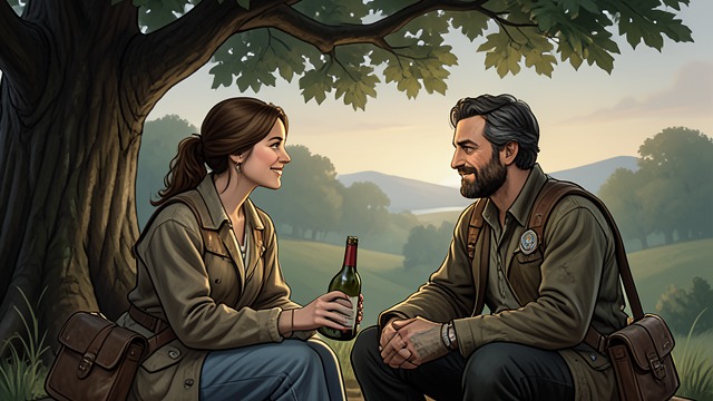 A Journey Becomes a Dream from "Demi-Gods and Semi-Devils". A Different Road Relief after danger Once they leave the urgent search behind, Xiao Feng and A'Zhu travel slowly, talk, and share wine.