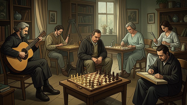 The Eight Friends Scatter from "Demi-Gods and Semi-Devils". Skills Outside the Sect Separate lives The eight disciples cultivate distinct arts, from music and chess to medicine and craft.
