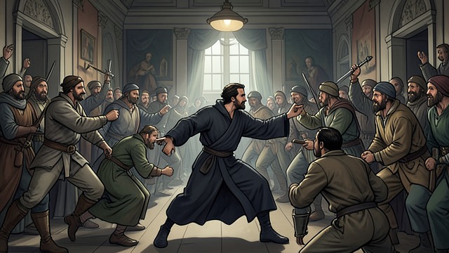 The Former Chief's Restraint from "Demi-Gods and Semi-Devils". Fighting Former Comrades A gathering turns hostile Qiao Feng faces numerous martial artists, including people with whom he once shared the Jianghu.