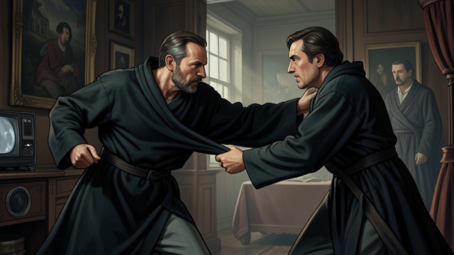 Xiao Feng Intervenes from "Demi-Gods and Semi-Devils". An Enemy Preserved The decisive rescue Xiao Feng pulls Duan Zhengchun away from Duan Yanqing's fatal strike.