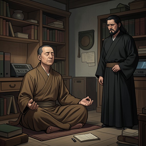 Buddhist Detachment and Human Grief from "Demi-Gods and Semi-Devils". This flow traces the tension between Buddhist teachings about equality and non-attachment and Xiao Feng's deeply personal experience of loss.