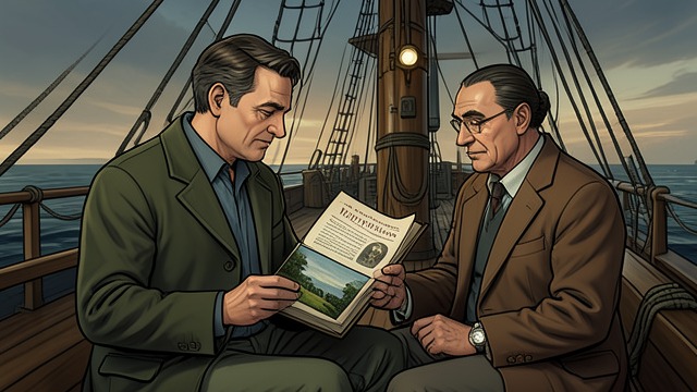 America Through a Book from "The Emigrants". America Through a Book Learning from print Robert Nilsson reads the Description of the United States of North America and shares its claims with Arvid.