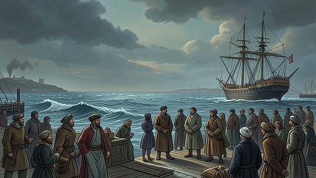 The Harbor Wind from "The Emigrants". The Harbor Wind Meeting the sea A cold wind greets the emigrants at the harbor, where they see the Charlotta offshore.