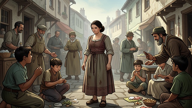 Hunger in the Parish from "The Emigrants". Hunger in the Parish Famine made public Children beg at farmhouses for scraps and adults disguise requests for bread as attempts to sell goods.
