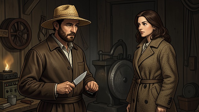 The Knife as a Warning from "The Emigrants". The Knife as a Warning A remembered story Jonas Petter tells Robert Nilsson a tale about a wife who uses a sharpened knife against her husband.