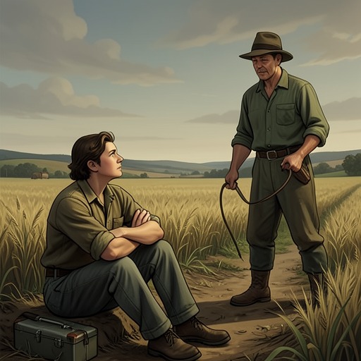 Work, Freedom, and the Servant Law from "The Emigrants". This flow traces how compulsory service governs the lives of young farmworkers and becomes one motive for leaving Sweden.