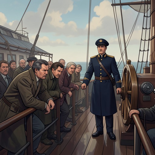 The Charlotta’s Living Cargo from "The Emigrants". This flow traces the uneasy relationship between the ship’s command and the passengers whose bodies become the vessel’s most demanding cargo.