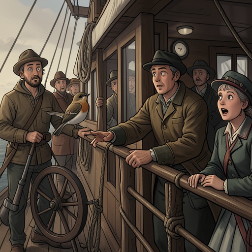 The Little Bird and the Lost Land from "The Emigrants". This flow traces how a small bird briefly gives the isolated emigrants a living sign of land and intensifies the emotional meaning of exile.
