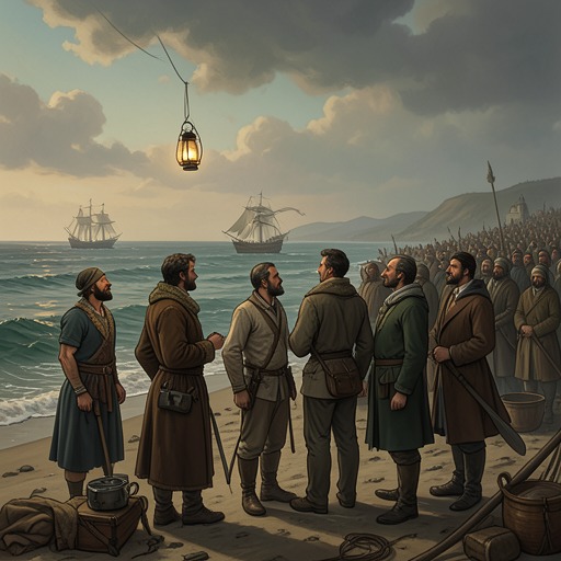 The Emigrants’ New Identity from "The Emigrants". This flow traces how the travelers move from a publicly rejected group in Ljuder to newcomers admitted ashore but not yet settled.