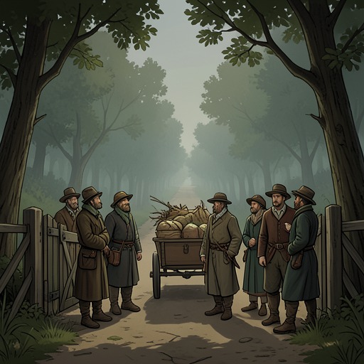 The Path From Farm to Harbor from "The Emigrants". This flow follows the physical journey from a narrow farm gate through unfamiliar roads to the harbor that begins the ocean crossing.