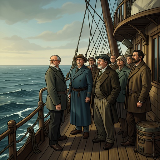 The Atlantic Crossing from "The Emigrants". This flow follows the emigrants’ passage from embarkation through hardship at sea to the first sight of New York.