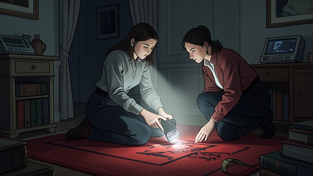 Evidence on the Carpet from "The Outsider". Evidence on the Carpet A test of the story Holly uses a modified phone light to find residue where the visitor sat.