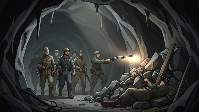 The Searchers Enter from "The Outsider". The Searchers Enter Voices mislead rescuers The lost twins’ cries travel through the cave’s acoustics, making their location difficult to determine.