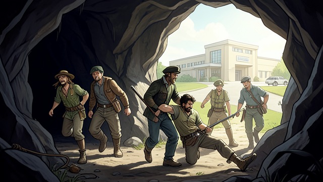 The Survivors Leave the Cave from "The Outsider". The Survivors Leave the Cave Daylight returns Ralph and Holly climb from the cave into sunlight after killing the outsider. They find Yunel wounded but alive.