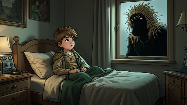 A Figure at the Window from "The Outsider". A Figure at the Window A child’s account Grace wakes her sister with a warning about a man outside the bedroom window.
