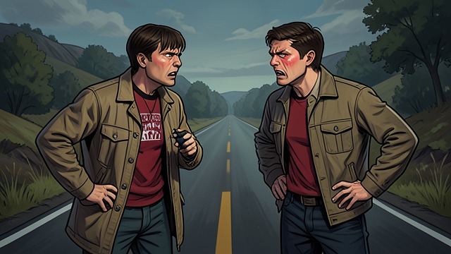 The Roadside Argument from "Children of the Corn". The Roadside Argument Old Grievances Return On the secondary road, Burt and Vicky argue over navigation and where to stop for food.
