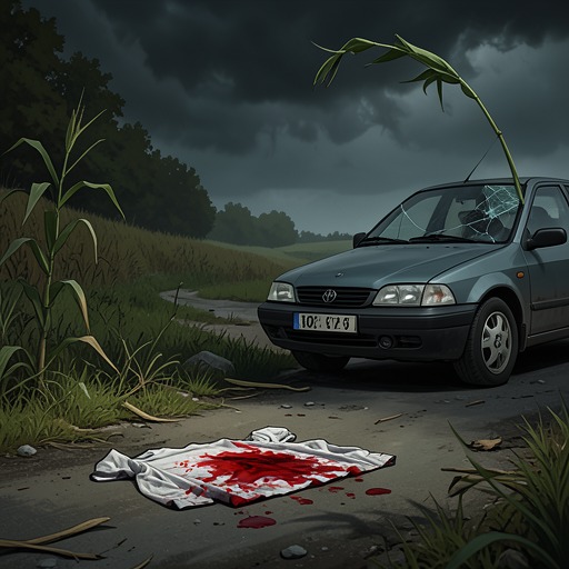 The Boy in the Road from "Children of the Corn". This thread follows the murdered boy from the roadside collision through the discovery of the clues that connect his death to Gatlin.