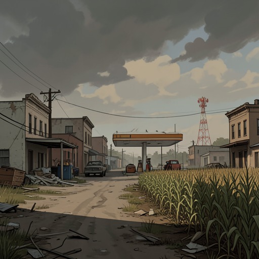 The Mystery of Gatlin from "Children of the Corn". This thread traces how the abandoned town's signs, empty buildings, and hidden children turn a roadside stop into an unfolding mystery.