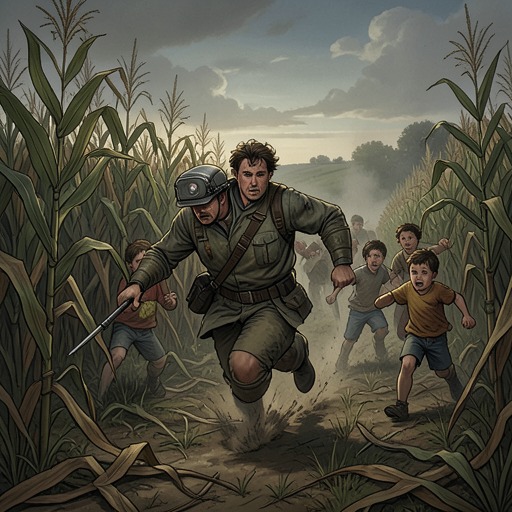 Burt Robeson's Flight into the Corn from "Children of the Corn". This thread follows Burt Robeson from a brittle attempt to save his marriage through the violence at Gatlin to the fatal encounter that ends his flight.