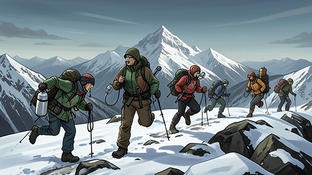 A Training Regimen from "The Climb". A Training Regimen Selection The Indonesian team trains on Paldor Peak and Island Peak.