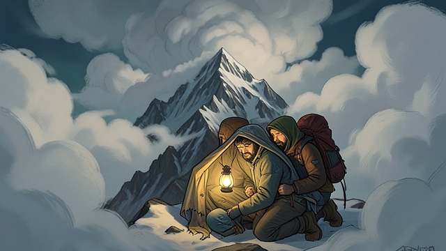 Watching the Weather from "The Climb". Watching the Weather Unstable Winds The team spends a windy night high on the mountain and recognizes that conditions do not match the window it hoped for.