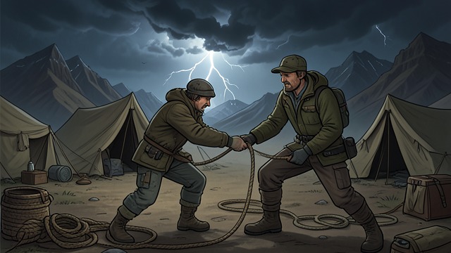 A Promise in the Storm from "The Climb". A Promise in the Storm Escort Attempt Lopsang tries to bring Scott Fischer down, securing him with rope and urging him toward camp.