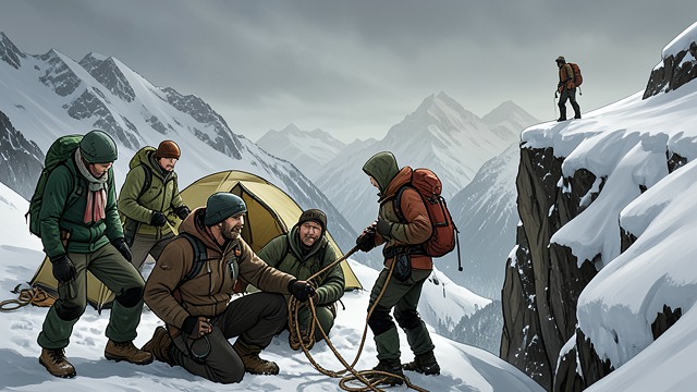An Emergency Bivouac from "The Climb". An Emergency Bivouac Summit at Risk Deep snow, slow climbers, and missing rope make the ascent hazardous.