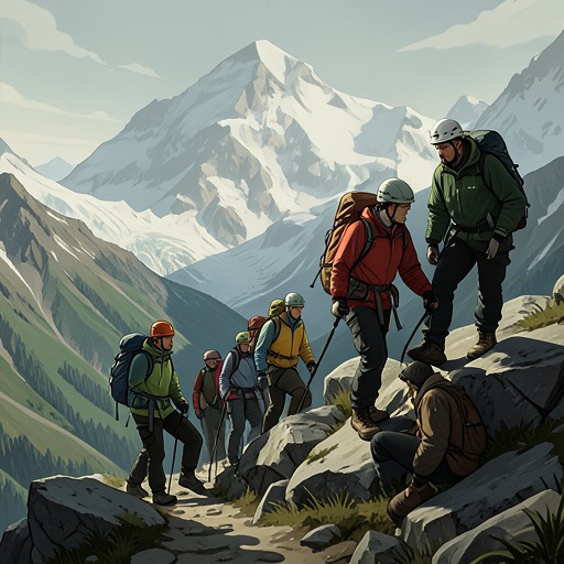 Acclimatization and Recovery from "The Climb". This flow tracks the planned gradual adaptation to altitude, the ways the schedule breaks down, and the consequences for individual climbers.
