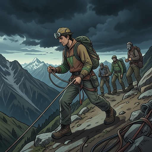 Boukreev’s Everest Rescue from "The Climb". This flow traces Anatoli Boukreev’s choices to descend ahead, search the storm, bring climbers back, and make a final attempt for Scott Fischer.
