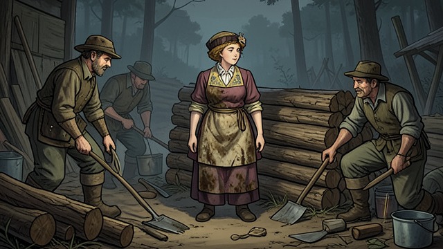 Women at the Landing from "Barkskins". Women at the Landing Work Beyond Camp Stereotypes Angélique handles log marking while a camp cook, her father, and brothers work around her.