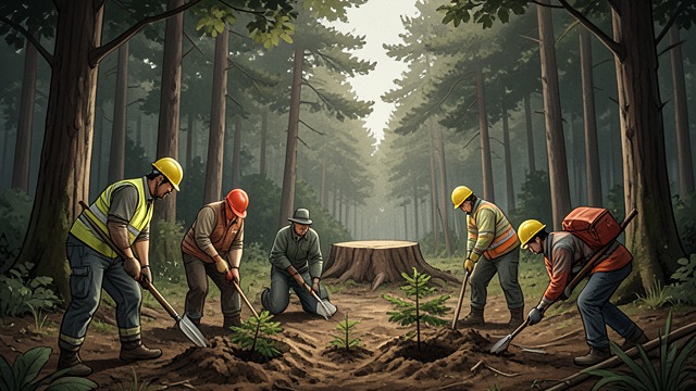 Repair After the Cut from "Barkskins". Repair After the Cut Restoration as Labor The tree project hires people to replant degraded sites and monitor the effects of earlier damage.