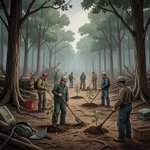 The Story of Forest Restoration from "Barkskins". This flow traces a gradual shift from unrestrained cutting toward deliberate replanting, while emphasizing that restoration cannot recreate lost ancient…
