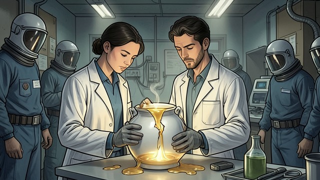 A Lab Fails to Contain Jelly from "Roadside Picnic". A Lab Fails to Contain Jelly Confidence in Equipment Currigan Labs relies on engineered isolation to open a Porcelain container holding Witches' jelly.