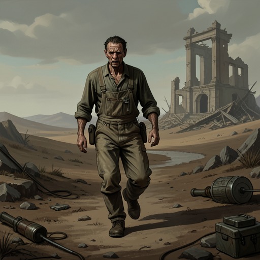 Buzzard Burbridge’s Survival from "Roadside Picnic". This flow follows Buzzard’s reputation, injury, and persistence as an old Stalker whose survival depends on both cunning and other people’s choices.